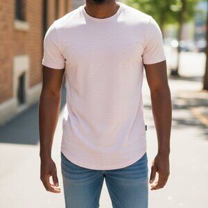 Goodlife Made in USA Slub Cotton Scallop Hem Tee Blush Pink Small 🇺🇸